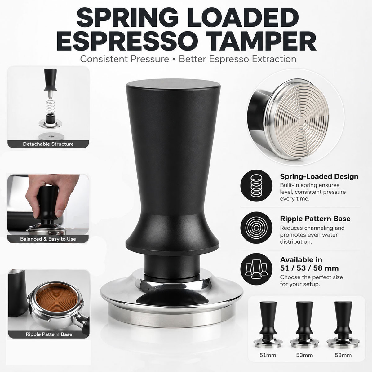 Coffee Tamper Leveler - 1 buah alat penekan kopi 51/53/58