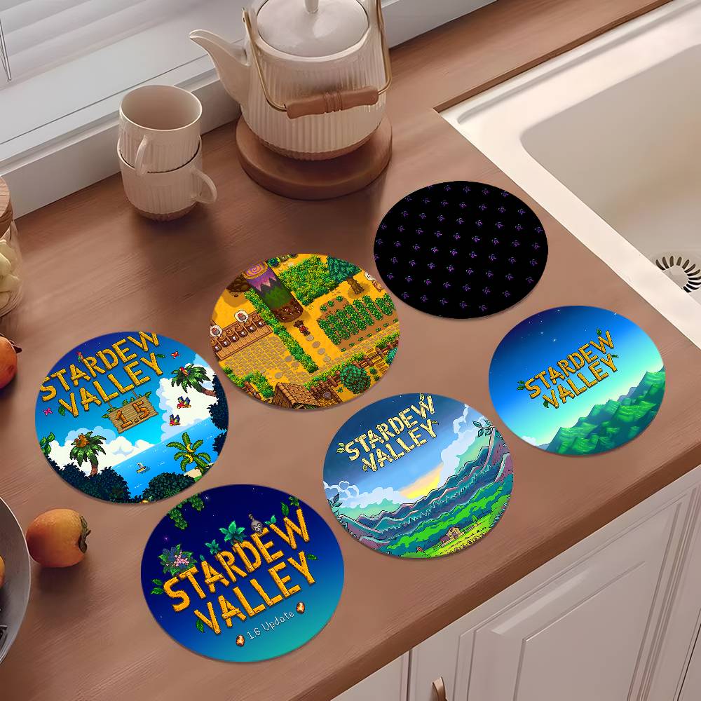 Valley Tea And Coffee - S-Stardew Valley Coasters Kayu Bulat 10cm